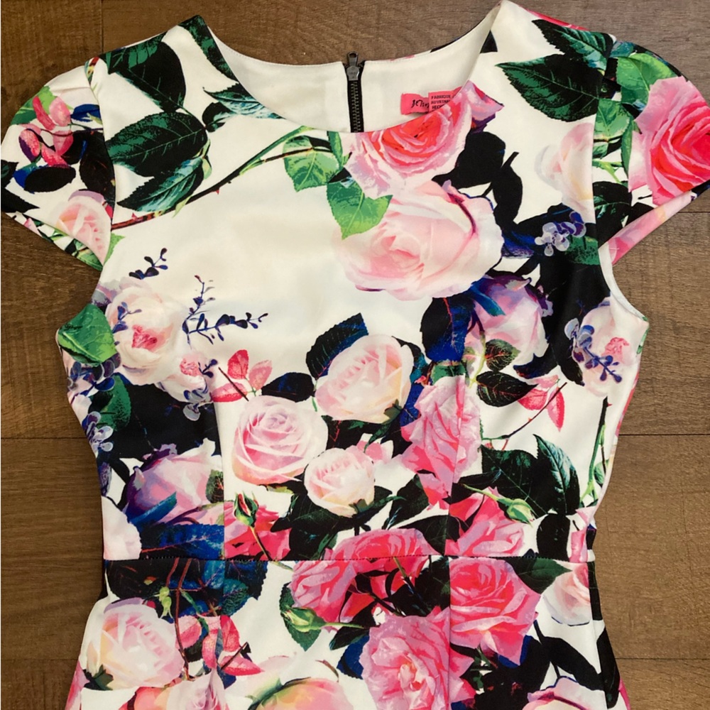 Betsey Johnson Floral Midi Sheath Dress Coquette Cap Sleeve EUC Women’s 2 - Picture 2 of 13